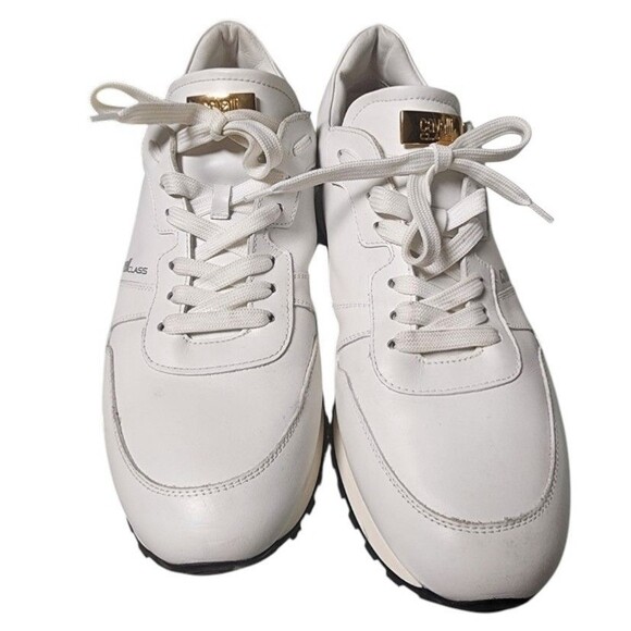 Cavalli Class by Roberto Cavelli Snakeskin Embossed Trim Leather Sneakers EU 46 - Picture 2 of 9